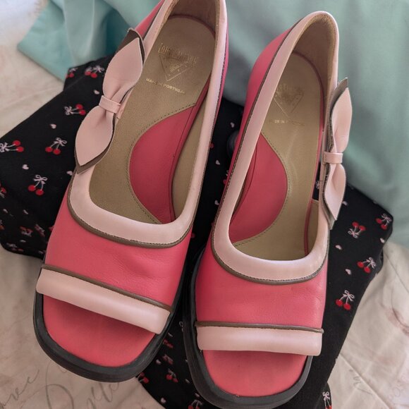 John Fluevog Vintage BEBE Heels Pretty Pink With Light Pink Bows Size 10 - Picture 14 of 14